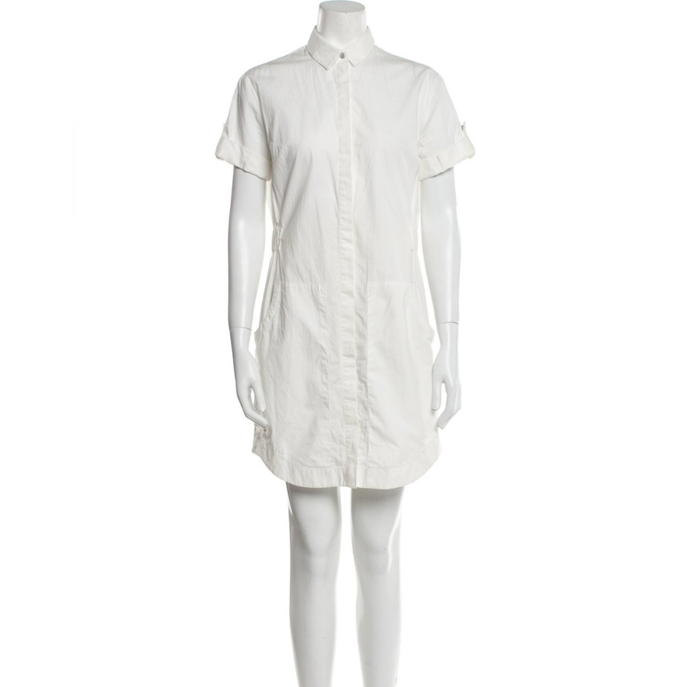 All Saints mock neck mini shirt dress Women 10 white 100 % Cotton